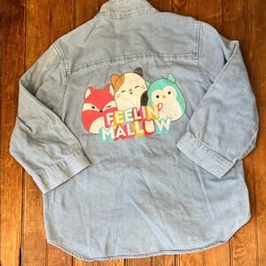 Women’s Squishmallows Light Blue Cotton denim chambray 3/4 sleeve Shirt